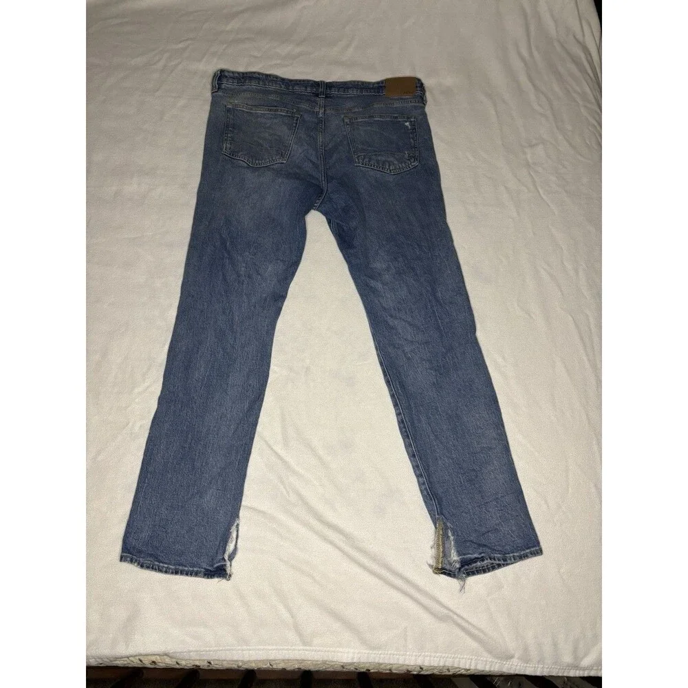 Aeropostale Slim‎ Fit Jeans Mens 36x32 Blue Good Distressed Ripped Denim